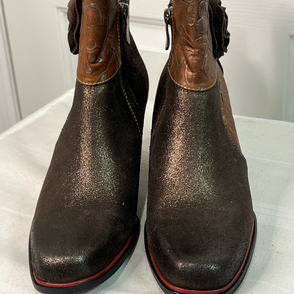 L’ Artiste bronze texture spring step Zinna leather booties art to wear size 9 - Picture 3 of 16
